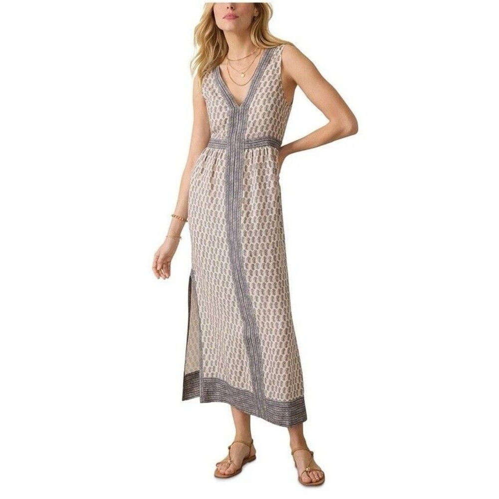 Faherty Women’s Macey Linen Maxi Dress - Summer Pearl  Blossom Size L